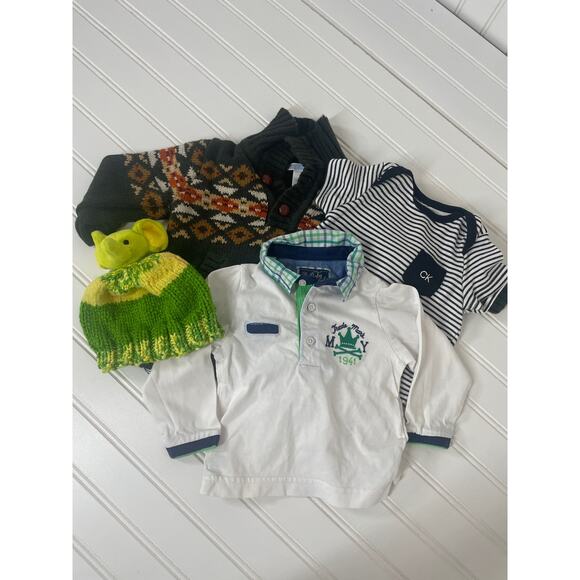 Janie and Jack 1/4 Zip Sweatshirt Romper Hat Tee Boys Bundle Size 3-6 Months - Picture 1 of 8